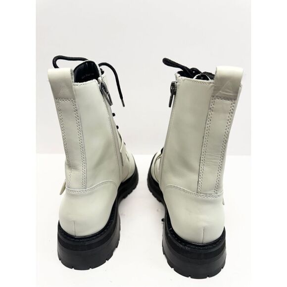 Dolce Vita Combat Boots Size 8 White Leather Round Toe Lace Up Buckle Detail NEW - Picture 7 of 10